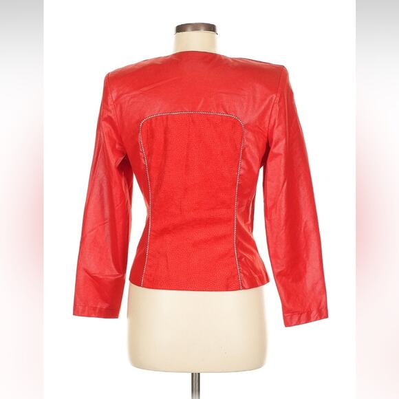 Vintage 80s Oscar and Me faux leather and suede red blazer jacket, size 7 or 8 - Picture 3 of 13